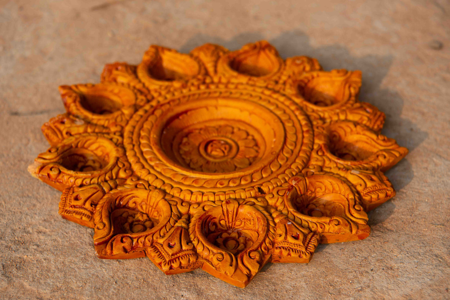 Terracotta Diya with 9 Face Oil Lamp Pradip