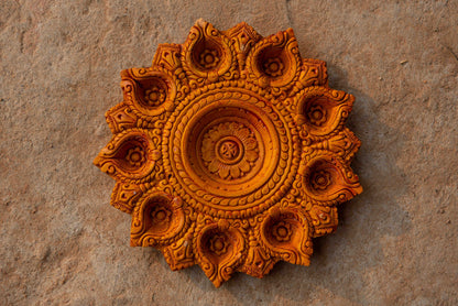 Terracotta Diya with 9 Face Oil Lamp Pradip