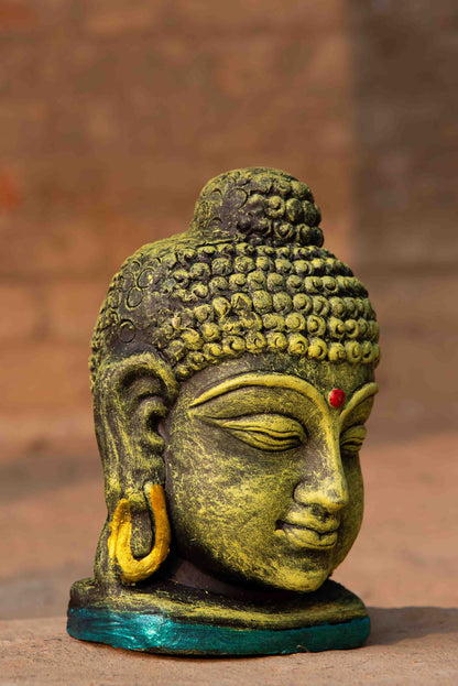 Terracotta Buddha Face Sculpture