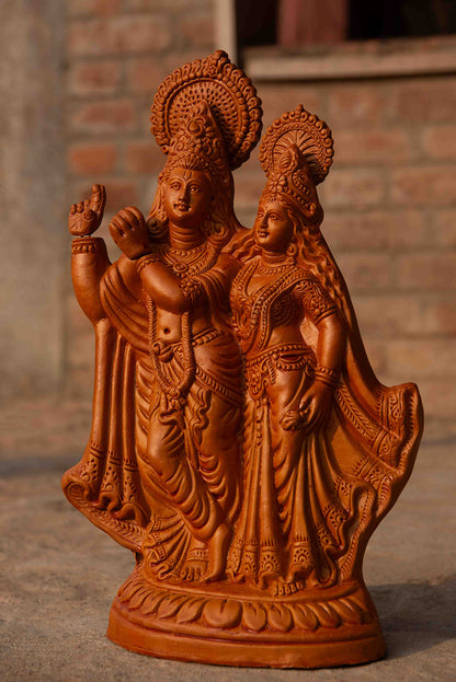 Terracotta Radha Krishna Sculpture