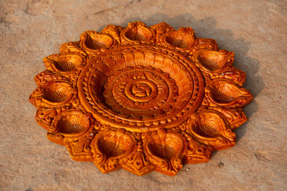 Terracotta Diya with 11 Face Oil Lamp Pradip